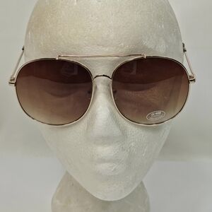 Free People Pasadena Oversized Aviator Sunglasses Gold Chocolate Brown Ombre